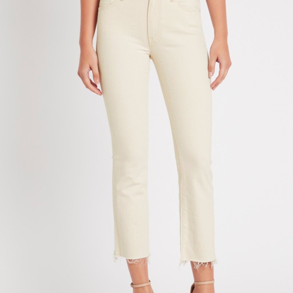 Mother insider ankle Fray cream colored jeans